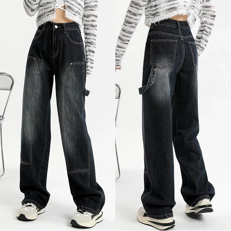 Woman High Street Straight Leg Jeans Female High Waist Korean Loose Wide Leg Pants Girls Harajuku Baggy Blue Grey Denim Trousers
Woman High Street Straight Leg Jeans Female High Waist Korean Loose Wide Leg Pants Girls Harajuku Baggy Blue Grey Denim Trousers