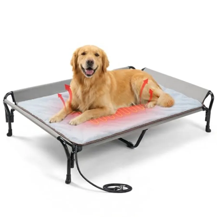 Outdoor Indoor Elevated Dog Bed with Plush Heated Mat Waterproof Heating Pads Grey Power Line Protection Tube 50.4 x 33.5
Outdoor Indoor Elevated Dog Bed with Plush Heated Mat Waterproof Heating Pads Grey Power Line Protection Tube 50.4 x 33.5
