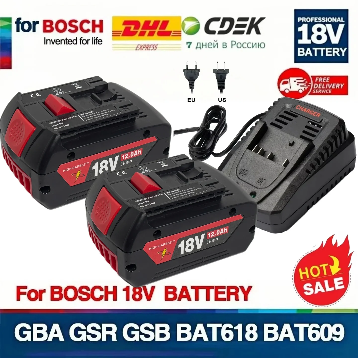 18V 12Ah lithium-ion rechargeable battery for GSB, GSR, GDS electric tools can replace GBA, compatible BAT618G, BAT620
18V 12Ah lithium-ion rechargeable battery for GSB, GSR, GDS electric tools can replace GBA, compatible BAT618G, BAT620