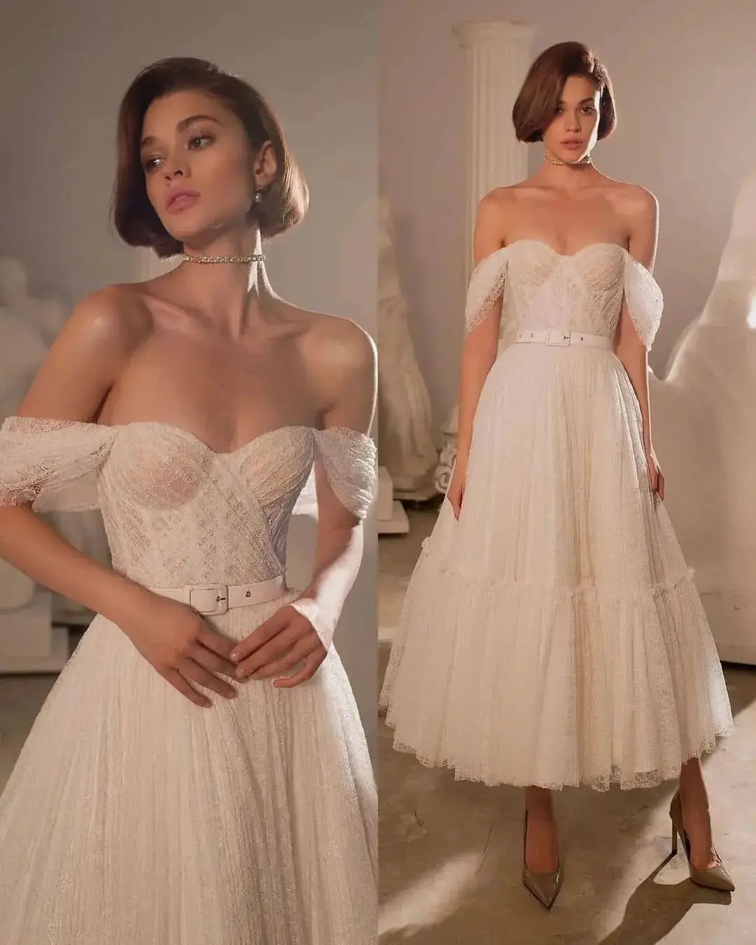 Customized Temperament Tulle A-Line Off the Shoulder Belt Evening Dresses Strapless Half Sleeves Special Occasion Gowns
Customized Temperament Tulle A-Line Off the Shoulder Belt Evening Dresses Strapless Half Sleeves Special Occasion Gowns
