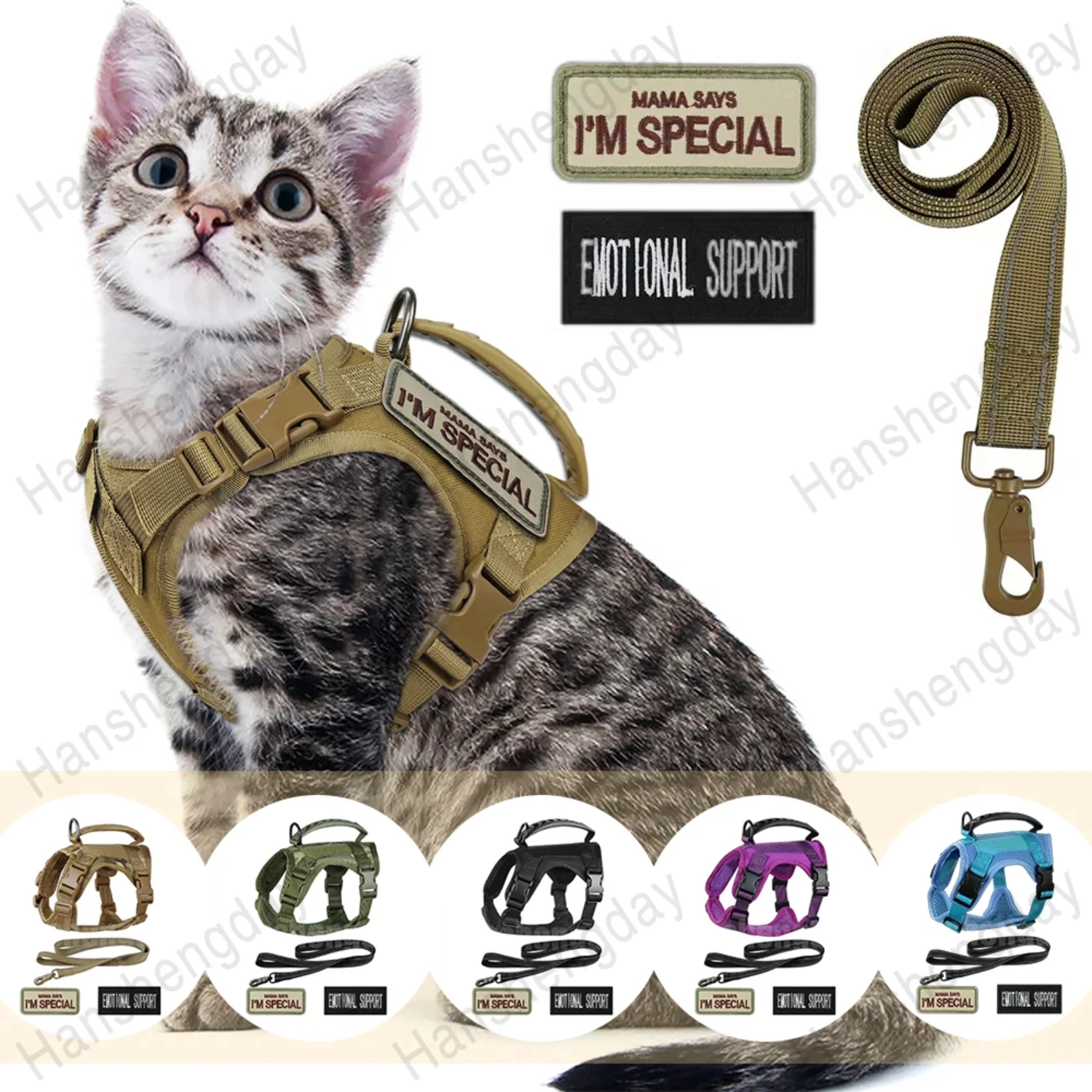 Adjustable Tactical Cat Harness Set with Breathable Mesh Pet Clothes - Large Kitten Cats & Small Dog - Walking Vest Leash - Comf
Adjustable Tactical Cat Harness Set with Breathable Mesh Pet Clothes - Large Kitten Cats & Small Dog - Walking Vest Leash - Comf
