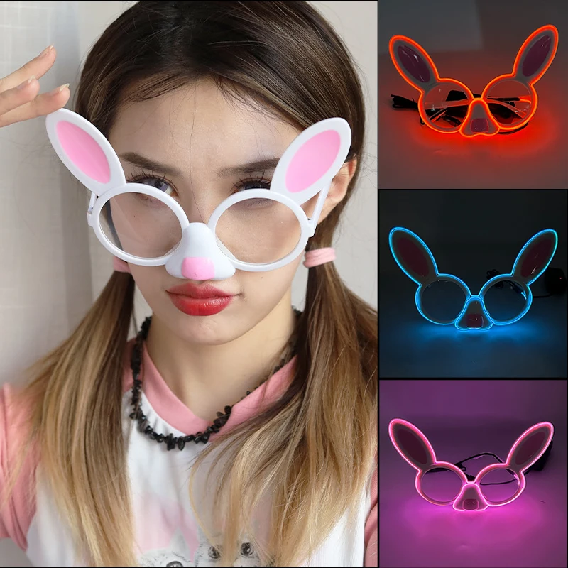 Lovely LED Luminous Rabbit Glasses Cartoon EL Wire Glowing Party Glasses Halloween Supplies Glow in The Dark Party Favors
Lovely LED Luminous Rabbit Glasses Cartoon EL Wire Glowing Party Glasses Halloween Supplies Glow in The Dark Party Favors