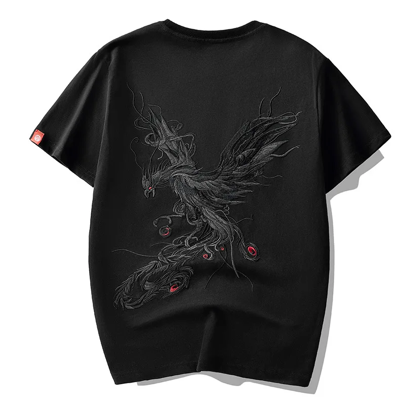 Chinese Sle Phoenix Embroidery Men's T-irt Cotton round Ne ort Sve Loose Fit Anti-Wrinkle Summer Faion T-irt
Chinese Sle Phoenix Embroidery Men's T-irt Cotton round Ne ort Sve Loose Fit Anti-Wrinkle Summer Faion T-irt