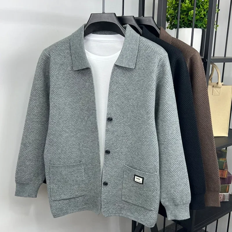 Luxury High-end Jacket Autumn Winter Coat Men Knit Cardigan Single-breasted Slim Tops Pocket Long Sleeve Cardigans Mens Sweater
Luxury High-end Jacket Autumn Winter Coat Men Knit Cardigan Single-breasted Slim Tops Pocket Long Sleeve Cardigans Mens Sweater