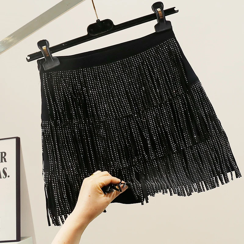 Fashionable High Waist A-Line Skirt with Tassel And Rhinestone Design Women's Anti-Light Slimming Short Skirt Cake Style
Fashionable High Waist A-Line Skirt with Tassel And Rhinestone Design Women's Anti-Light Slimming Short Skirt Cake Style