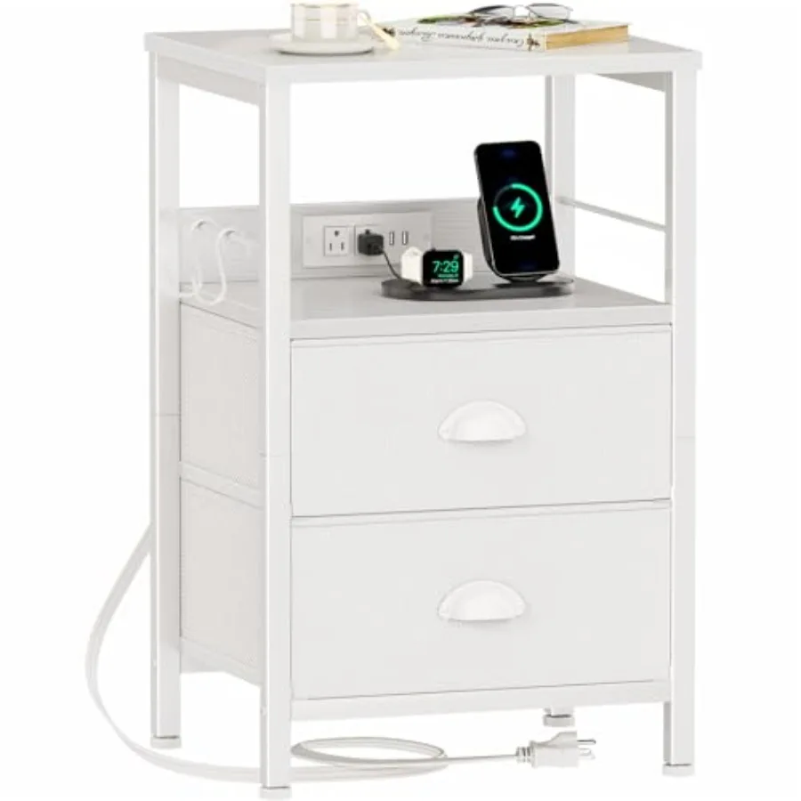 End Table with Charging Station, Nightstand with Fabric Drawers, Side Tables with USB Ports and Outlets, Night Stand with Stora
End Table with Charging Station, Nightstand with Fabric Drawers, Side Tables with USB Ports and Outlets, Night Stand with Stora