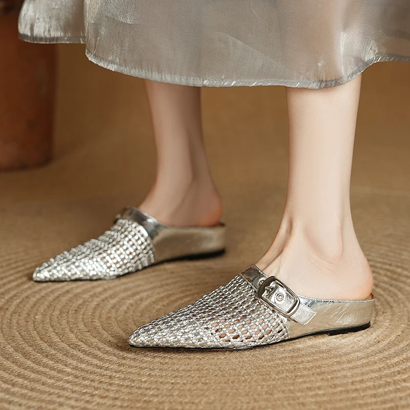 Genuine Leather Pointed Toe High Heels,Mesh heels Sandals Casual Summer Silver Slippers Dress Sandals
Genuine Leather Pointed Toe High Heels,Mesh heels Sandals Casual Summer Silver Slippers Dress Sandals