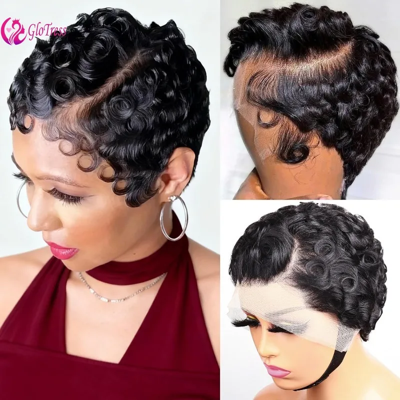 Curly Pixie Cut 13x4 Lace Front Wig Human Hair Short Layered Glueless Wig Pre Plucked with Bang for Black Women Natural Balck
Curly Pixie Cut 13x4 Lace Front Wig Human Hair Short Layered Glueless Wig Pre Plucked with Bang for Black Women Natural Balck