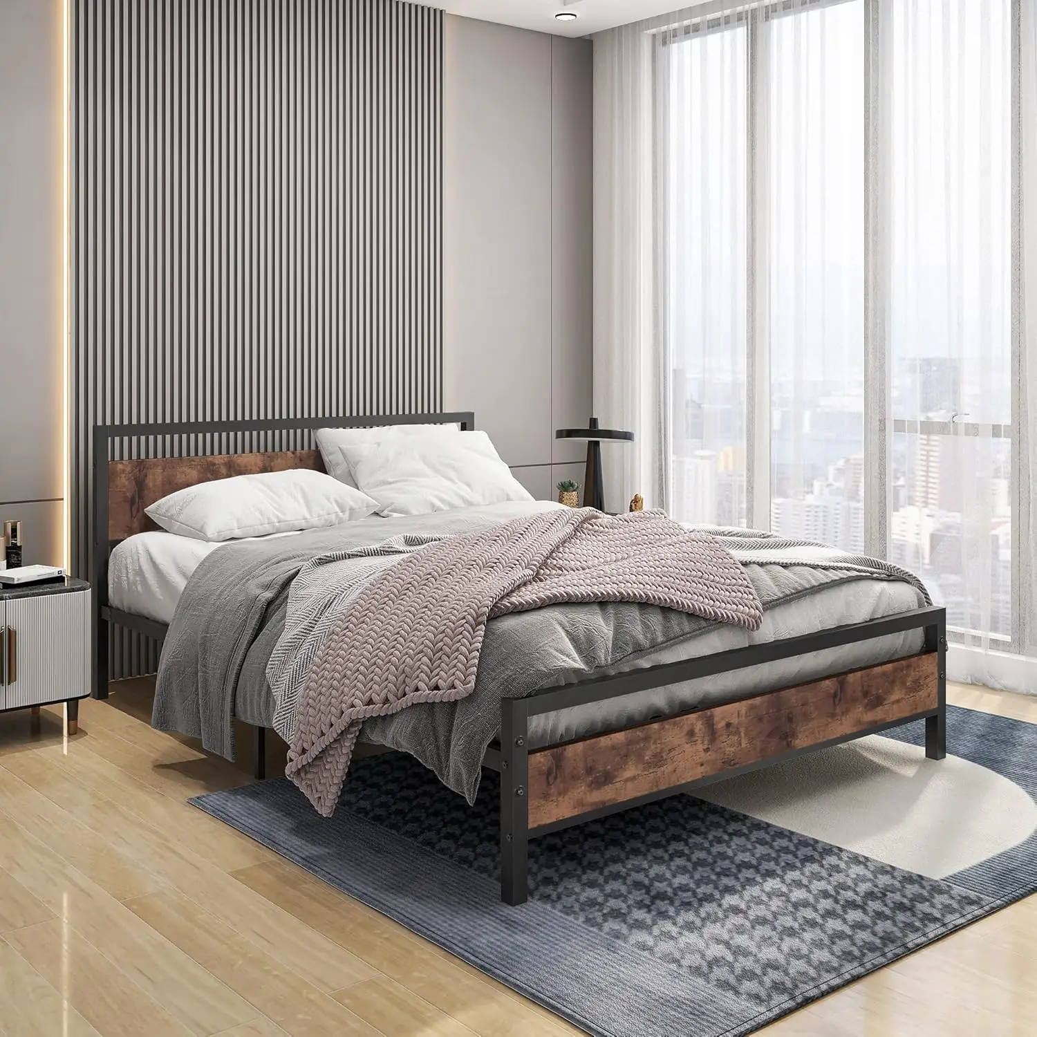 Black Queen Size Bed Frames with Wood Headboard,Heavy Duty Platform Bed Frame with Storage No Box Spring Needed
Black Queen Size Bed Frames with Wood Headboard,Heavy Duty Platform Bed Frame with Storage No Box Spring Needed
