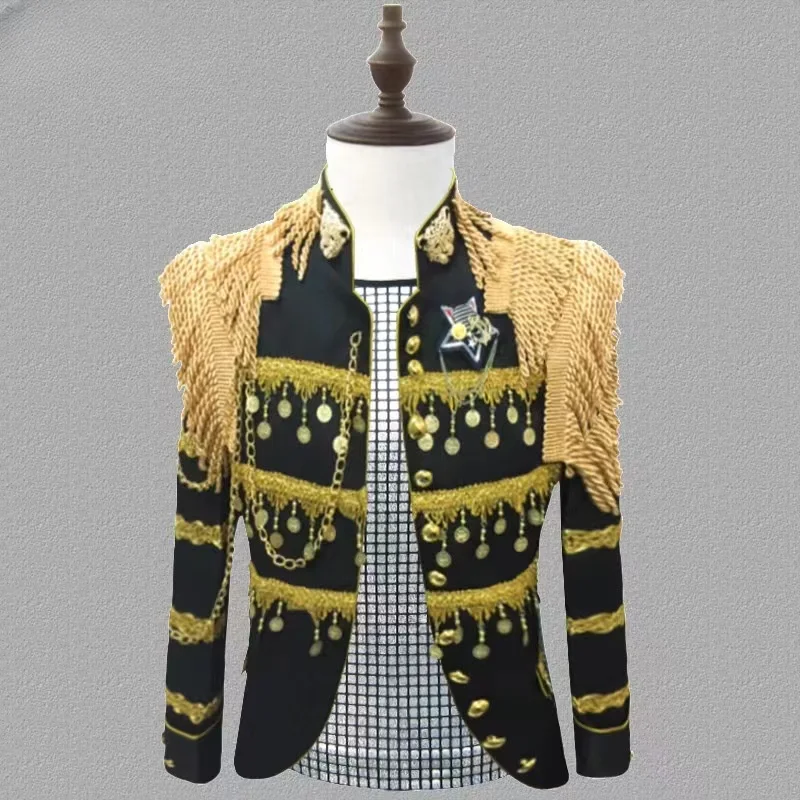 Black White Red Rock Tassel Costume Male Singer Personality Clothing Star Same Night Host Stage Dance Men Jackets Size XS-5XL
Black White Red Rock Tassel Costume Male Singer Personality Clothing Star Same Night Host Stage Dance Men Jackets Size XS-5XL