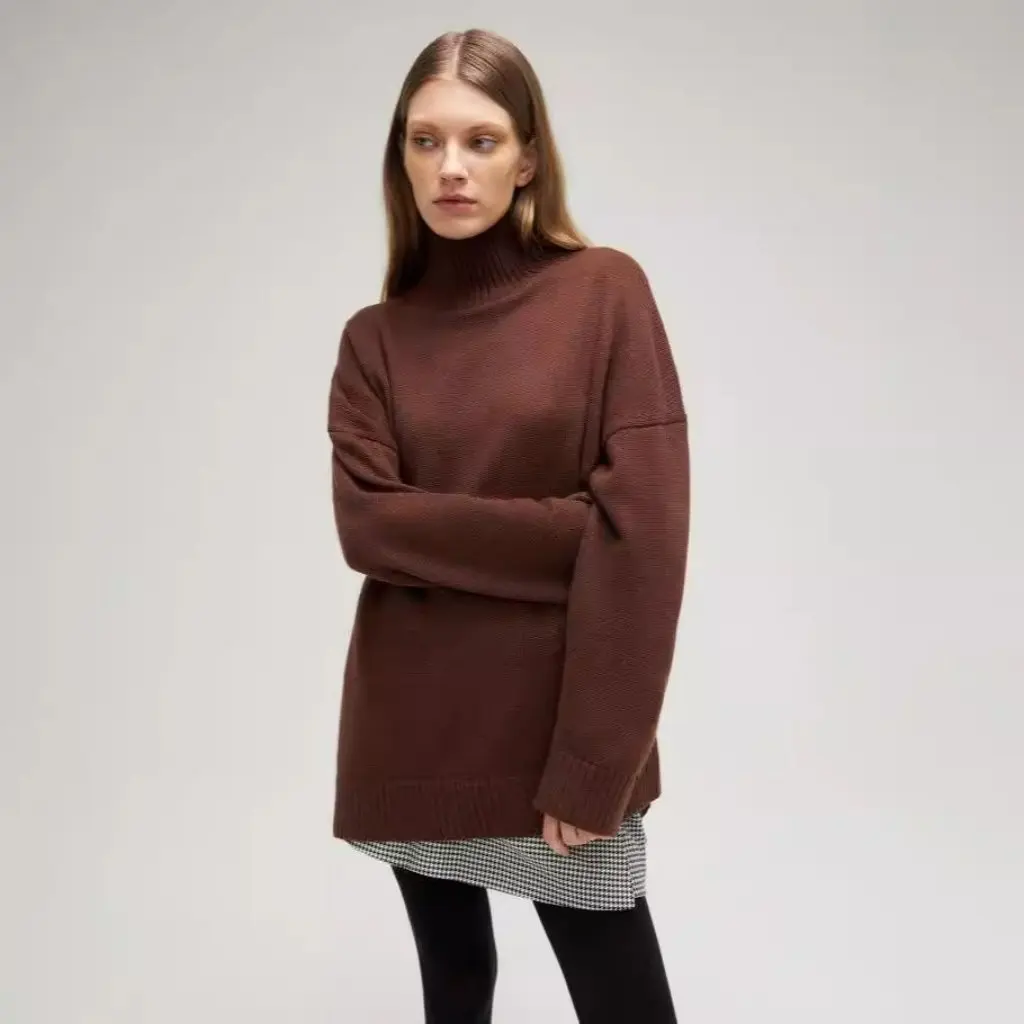 Women's Knitted Sweater Half-Turtleneck Loose Fit Autumn Winter Fashion European American Style Clothing
Women's Knitted Sweater Half-Turtleneck Loose Fit Autumn Winter Fashion European American Style Clothing