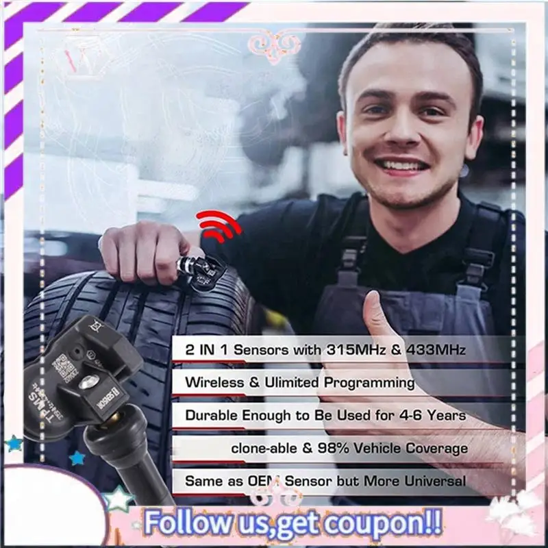 Easy To Use 8Pcs Programmable MX Sensor 315MHZ+433Mhz 2 In 1 TPMS Tire Pressure Sensor Monitor For Autel Tool TS408 TS508 ITS600
Easy To Use 8Pcs Programmable MX Sensor 315MHZ+433Mhz 2 In 1 TPMS Tire Pressure Sensor Monitor For Autel Tool TS408 TS508 ITS600
