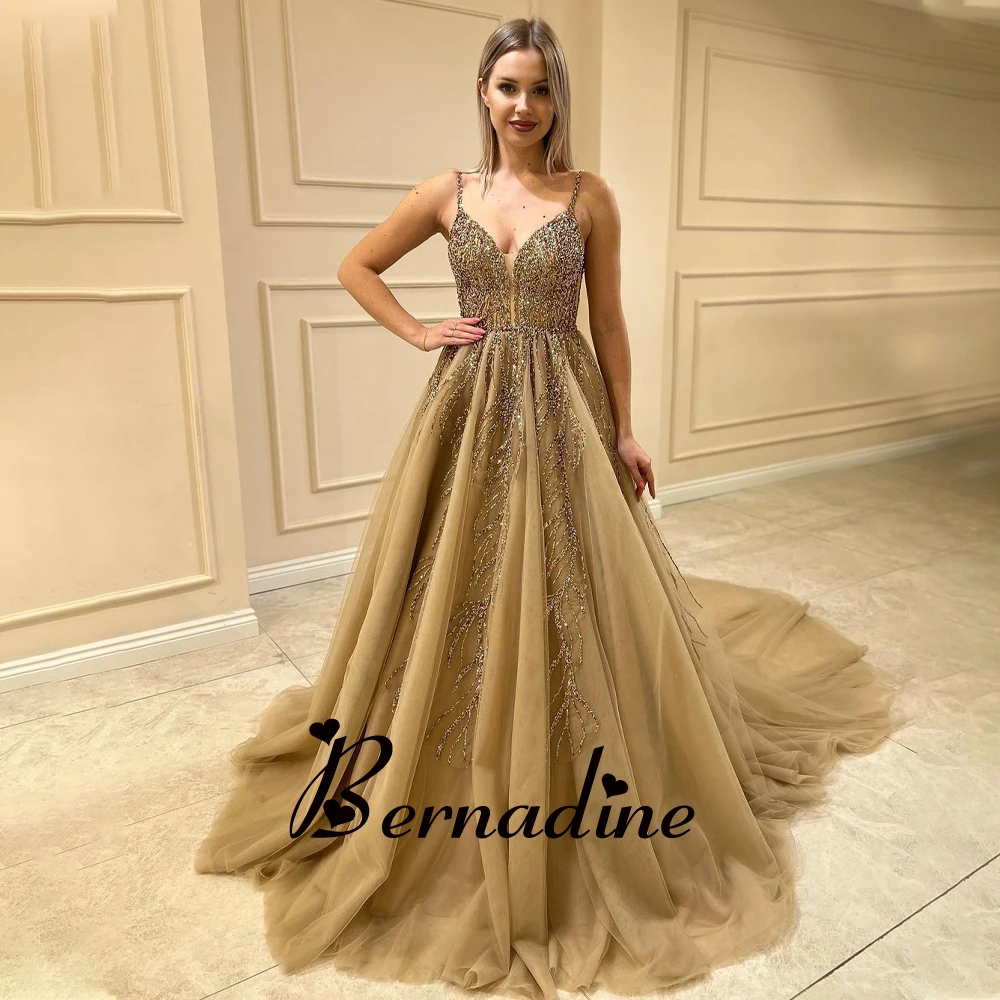 Bernadine Fancy A Line Evening Dresses for Women V Neck Spaghetti Straps Backless Sequined Pleated Court Train De Fiesta
Bernadine Fancy A Line Evening Dresses for Women V Neck Spaghetti Straps Backless Sequined Pleated Court Train De Fiesta