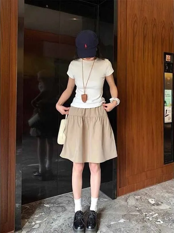 Summer Simple High Waist A-Line Skirt Women's New Korean Style College Wind Spring Autumn Umbrella Skirts Fashion Set
Summer Simple High Waist A-Line Skirt Women's New Korean Style College Wind Spring Autumn Umbrella Skirts Fashion Set