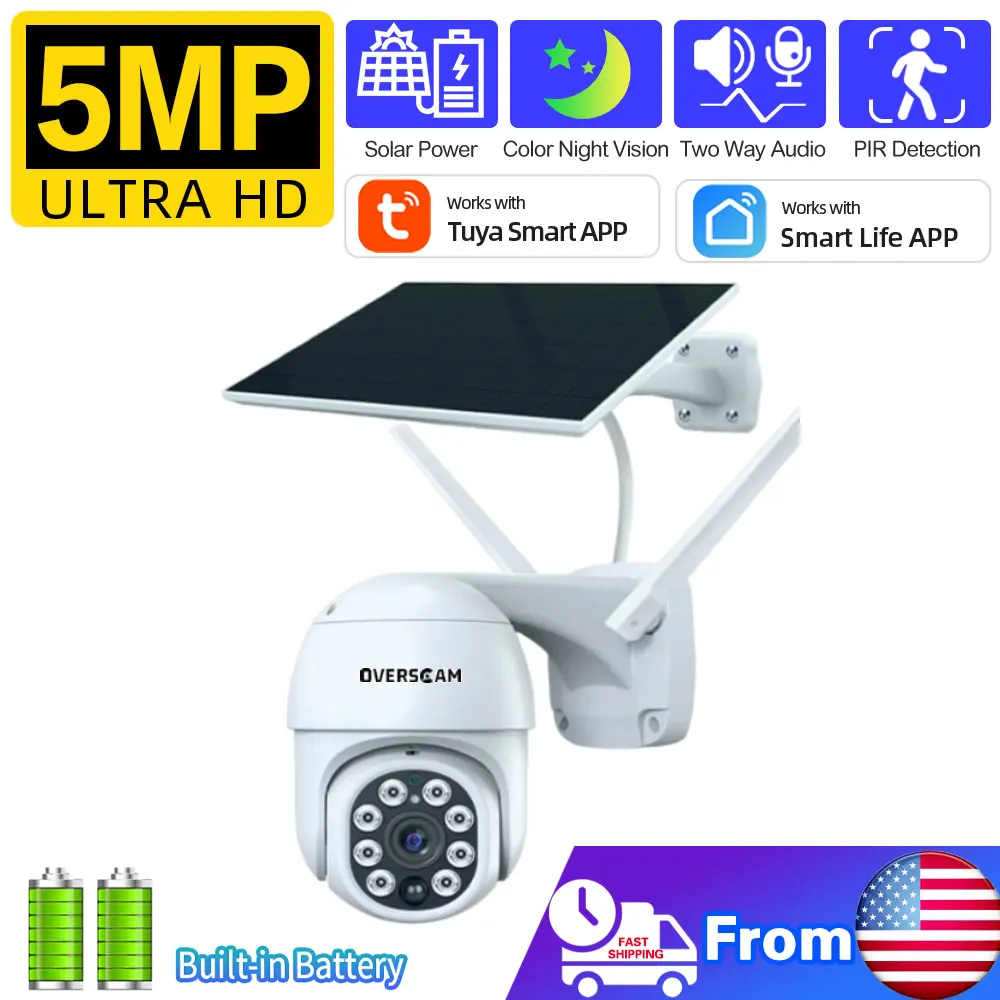 Tuya Smart Solar Wifi PTZ Security Camera Outdoor 5MP Color Night Vision Battery Powered Wireless Home CCTV Surveillance Camera
Tuya Smart Solar Wifi PTZ Security Camera Outdoor 5MP Color Night Vision Battery Powered Wireless Home CCTV Surveillance Camera