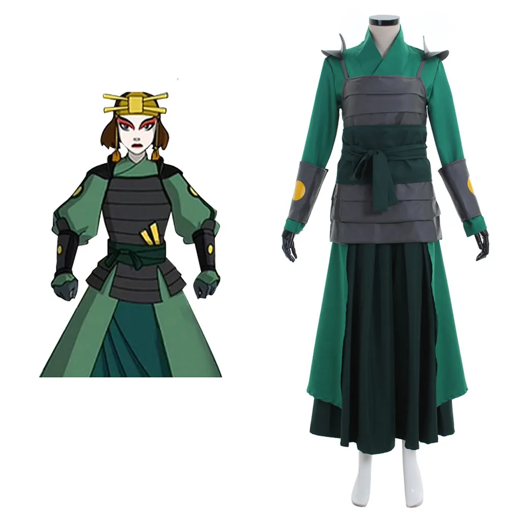 Anime The Last Airbender Suki Cosplay Kyoshi Avatar Costume Women's Green Ninja Uniform Suit Halloween Outfits Customize
Anime The Last Airbender Suki Cosplay Kyoshi Avatar Costume Women's Green Ninja Uniform Suit Halloween Outfits Customize