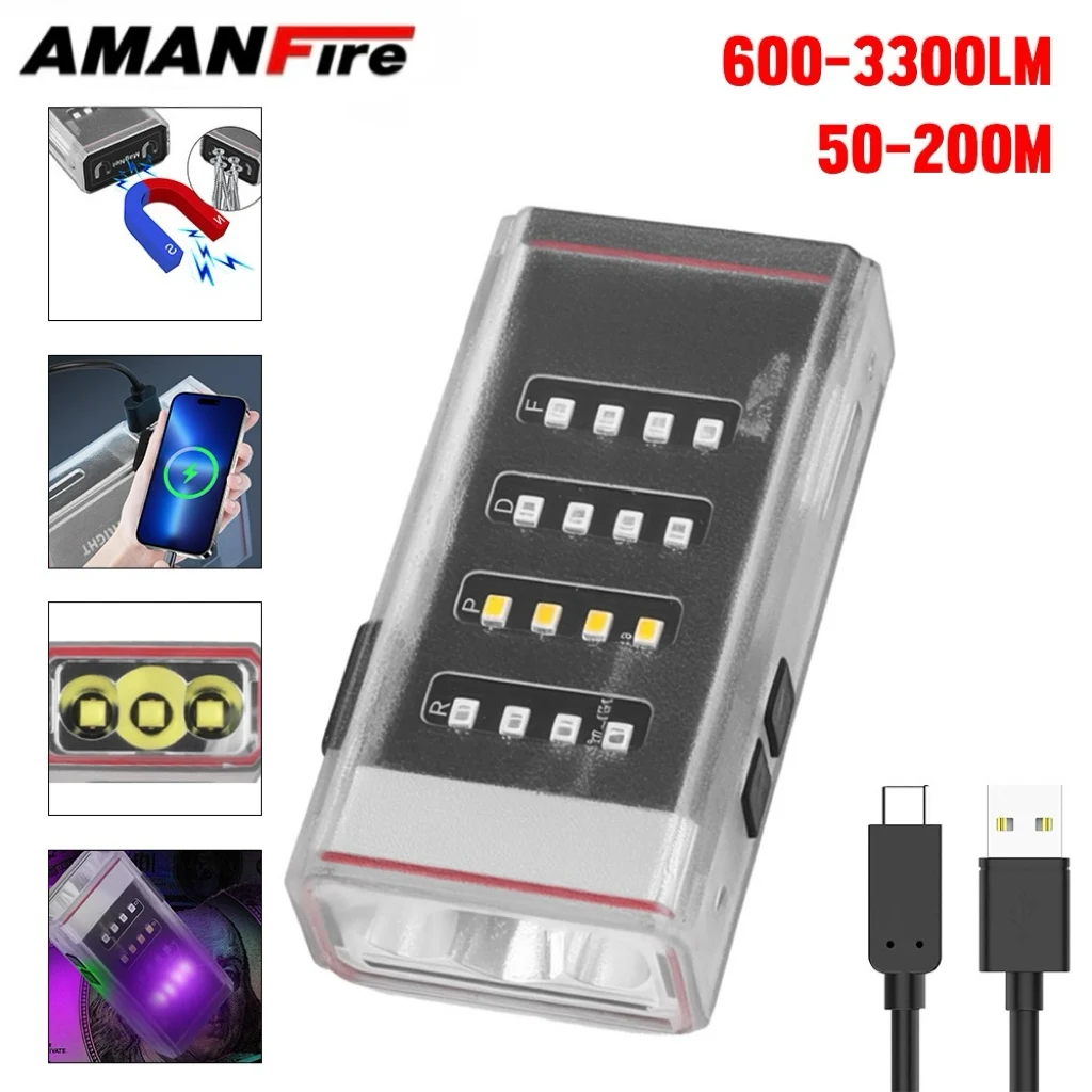 Amanfire M18 Keychain Light Ultra Bright3300LM Mini Flashlight Rechargeable Built-in battery Waterproof IPX5 Magnetic Torch
Amanfire M18 Keychain Light Ultra Bright3300LM Mini Flashlight Rechargeable Built-in battery Waterproof IPX5 Magnetic Torch