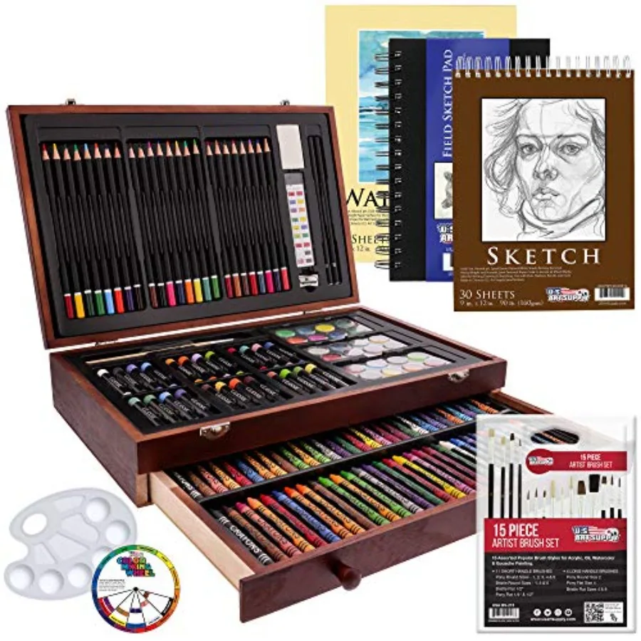 162-Piece Mega Wood Box Artist Kit with Painting, Drawing and Art Supplies for Adults - 24 Each Watercolors, Oil Pastels, Penci
162-Piece Mega Wood Box Artist Kit with Painting, Drawing and Art Supplies for Adults - 24 Each Watercolors, Oil Pastels, Penci