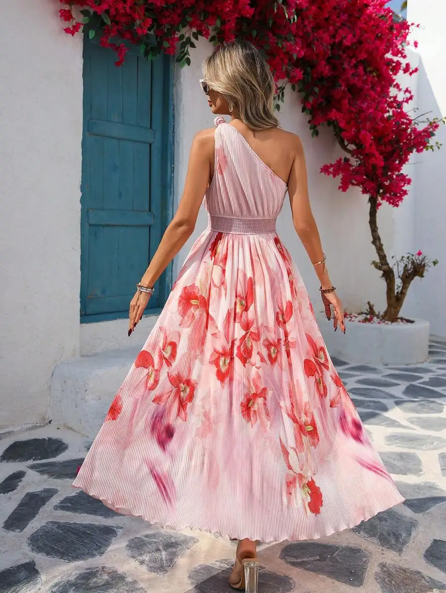 Flowy Floral Print One-Shoulder A-Line Long Dress For Beach Picnic Vacation
Flowy Floral Print One-Shoulder A-Line Long Dress For Beach Picnic Vacation
