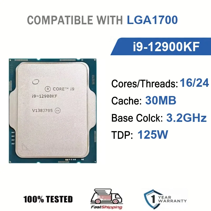 Intel Core i9-12900KF 16 Core 24 Thread 3.2GHz 125W 30MB Cache 10nm Alder Lake DDR5-4800 / DDR4-3200 MHz SRKPJ LGA1700
Intel Core i9-12900KF 16 Core 24 Thread 3.2GHz 125W 30MB Cache 10nm Alder Lake DDR5-4800 / DDR4-3200 MHz SRKPJ LGA1700