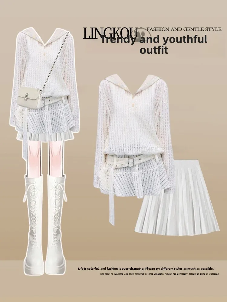 Spicy Girl Set Large Size Spring Design Hollow out Hoodie Skirt High Waist Slimming Pleated Skirt Two Piece Set Women's Fashion
Spicy Girl Set Large Size Spring Design Hollow out Hoodie Skirt High Waist Slimming Pleated Skirt Two Piece Set Women's Fashion
