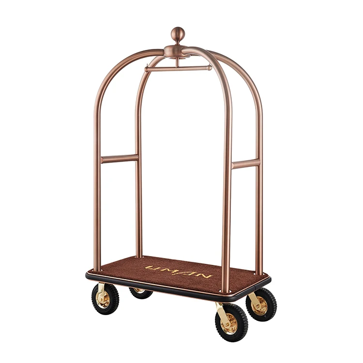 Hotel Luggage Cart - 4 Wheel Luggage Trolley with Customizable Options for Bell Service
Hotel Luggage Cart - 4 Wheel Luggage Trolley with Customizable Options for Bell Service