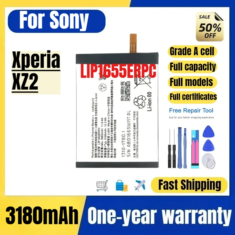 LIP1655ERPC for Sony Xperia XZ2 Mobile Phone Battery High Quality High Capacity Replacement Bateria Grade A Cell with Tools
LIP1655ERPC for Sony Xperia XZ2 Mobile Phone Battery High Quality High Capacity Replacement Bateria Grade A Cell with Tools