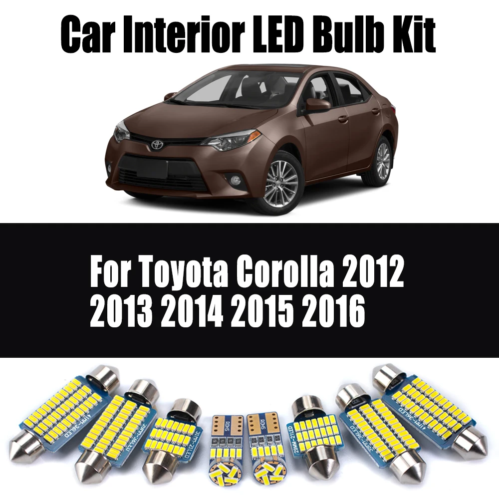 9 шт. Canbus светодиодный внутренний светильник с куполом для чтения багажника, комплект ламп для Toyota Corolla 2012-2014 2015 2016 автомобильные лампы для номерного знака
9 шт. Canbus светодиодный внутренний светильник с куполом для чтения багажника, комплект ламп для Toyota Corolla 2012-2014 2015 2016 автомобильные лампы для номерного знака