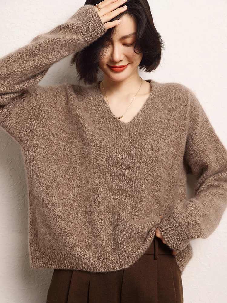 Simple Women Sweater Pullover 100% Cashmere Autumn Winter Sweater V-Neck Long Sleeve Casual Pullover Clothes Thick Warm Fashion
Simple Women Sweater Pullover 100% Cashmere Autumn Winter Sweater V-Neck Long Sleeve Casual Pullover Clothes Thick Warm Fashion