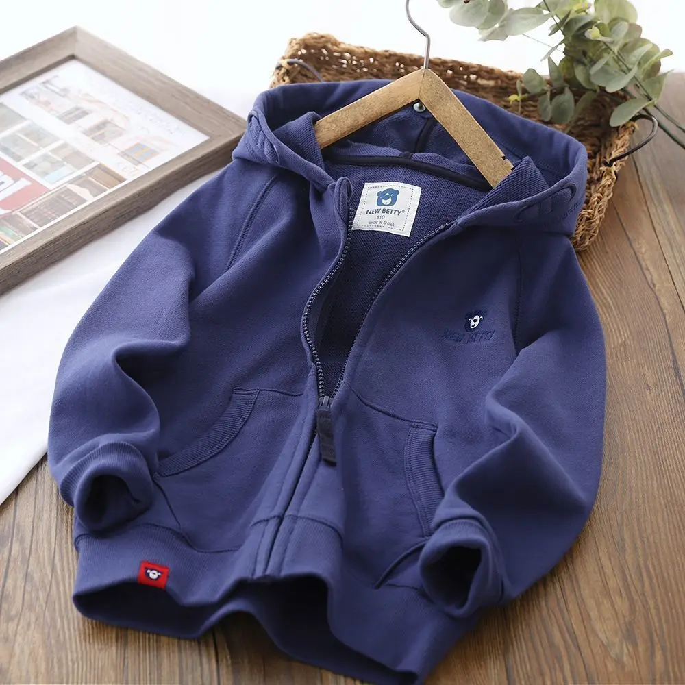 Cotton boys' autumn hooded jacket cardigan, spring and autumn children's top, mid size children's sports zipper sweatshirt, Kore
Cotton boys' autumn hooded jacket cardigan, spring and autumn children's top, mid size children's sports zipper sweatshirt, Kore