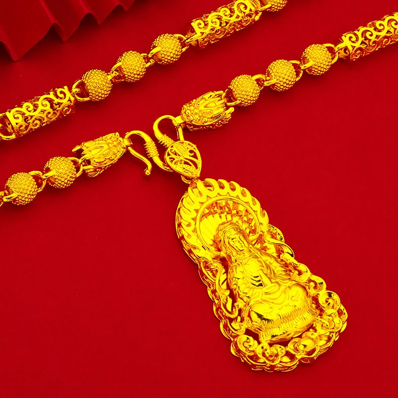 AU999 Hollow Necklace Guanyin Men's 24K Gold - Anti-deform, secure, symbol of peace & smoothness
AU999 Hollow Necklace Guanyin Men's 24K Gold - Anti-deform, secure, symbol of peace & smoothness