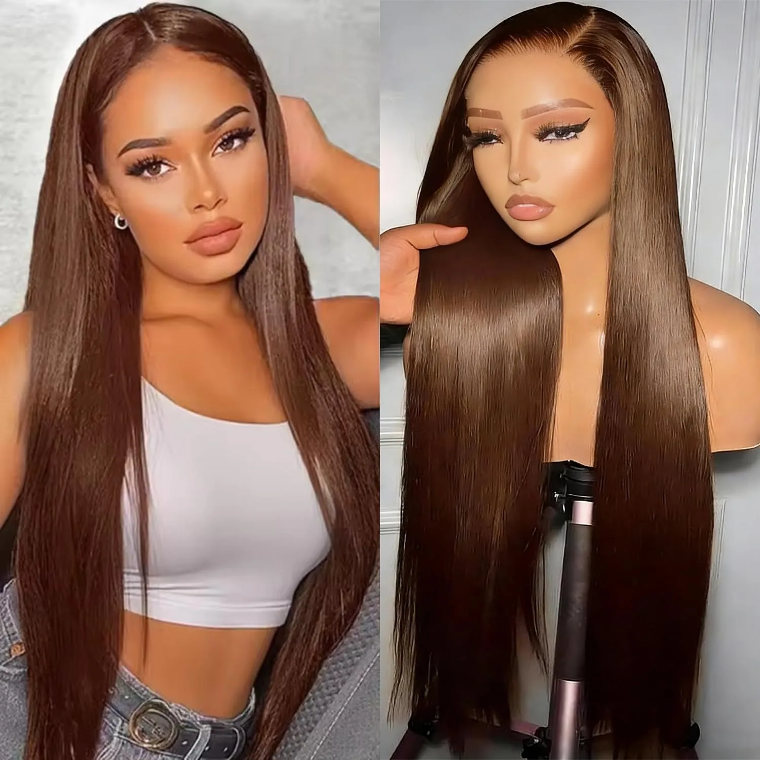 30 40 Inch Chocolate Brown Lace Front Human Hair Wig 220 Density Straight HD transparent 13x4 13x6 Lace Frontal Wigs Pre Plucked
30 40 Inch Chocolate Brown Lace Front Human Hair Wig 220 Density Straight HD transparent 13x4 13x6 Lace Frontal Wigs Pre Plucked