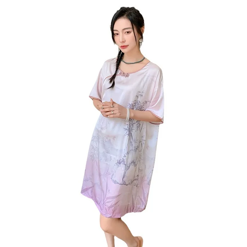 Spring and Summer New National Style Pajamas Women's Fashion Foreign Style Can Wear Pajamas Ice Silk Loungewear Smooth and Soft
Spring and Summer New National Style Pajamas Women's Fashion Foreign Style Can Wear Pajamas Ice Silk Loungewear Smooth and Soft