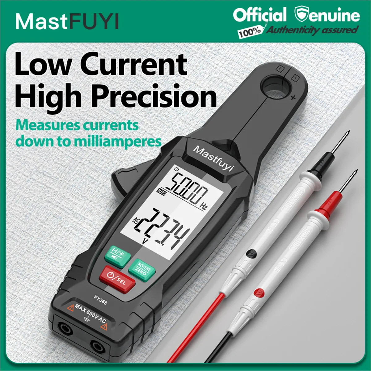 MASTFUYI Professional High-Precision Low Current Milliamp Clamp Meter, Dual Display, NCV, Overload Protection Safety Multimeter