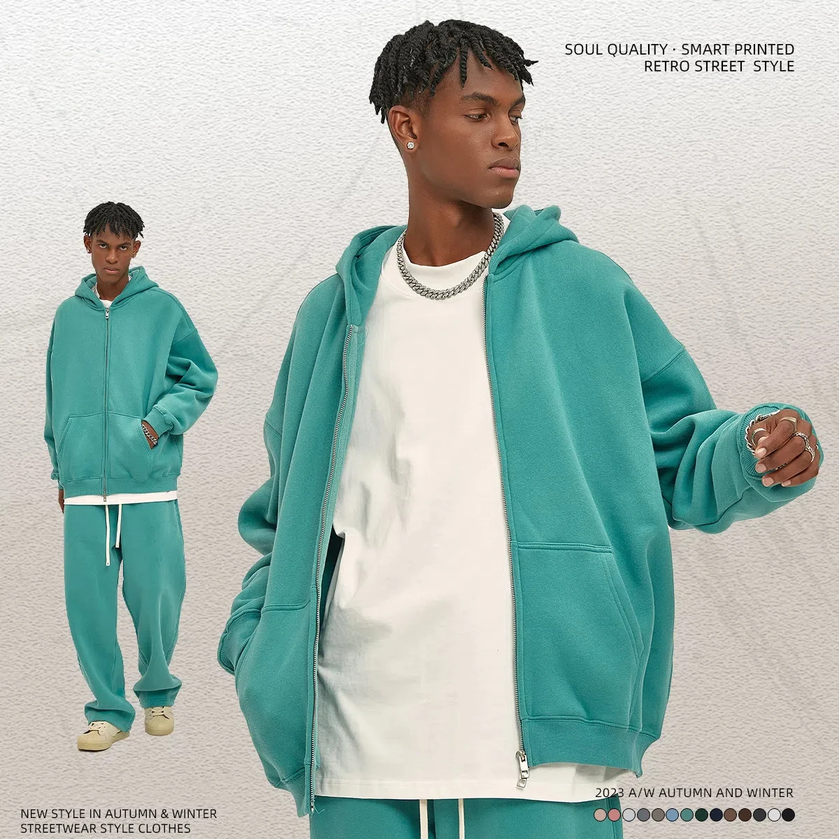Men Velvet 350G Double Head Zipper Hoodie Loose Fit Cardigan 2025 Autumn Winter New Fashion Casual Streetwear Solid Color
Men Velvet 350G Double Head Zipper Hoodie Loose Fit Cardigan 2025 Autumn Winter New Fashion Casual Streetwear Solid Color