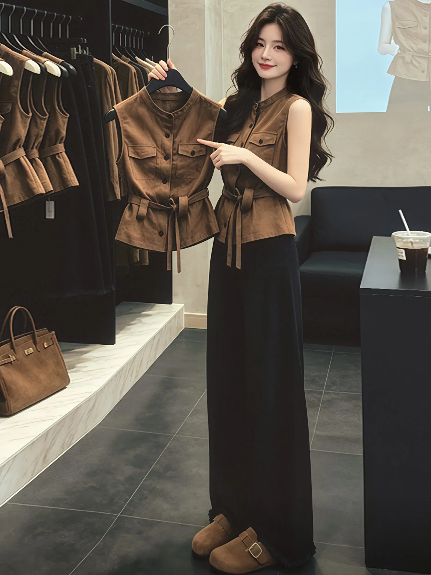 Retro Coffee-Colored Waist-Cinching Workwear Vest Shirt Women's New 2026 Summer Unique Beautiful Top Office Outfit
Retro Coffee-Colored Waist-Cinching Workwear Vest Shirt Women's New 2026 Summer Unique Beautiful Top Office Outfit