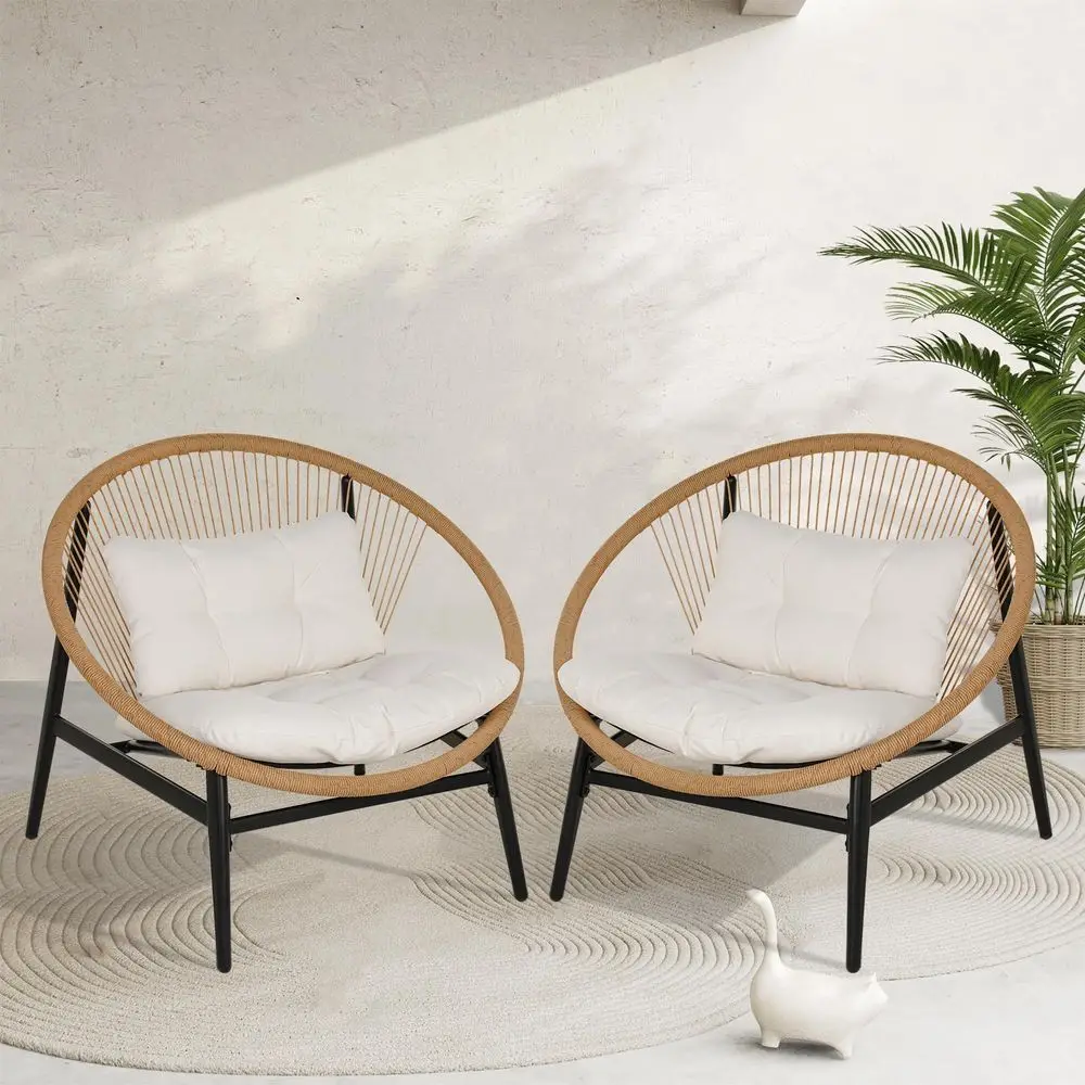 Oversized Outdoor Chairs Set of 2, Wicker Patio Chairs with Beige Cushion, Outdoor Furniture Set for Porch Balcony Deck Garden
Oversized Outdoor Chairs Set of 2, Wicker Patio Chairs with Beige Cushion, Outdoor Furniture Set for Porch Balcony Deck Garden