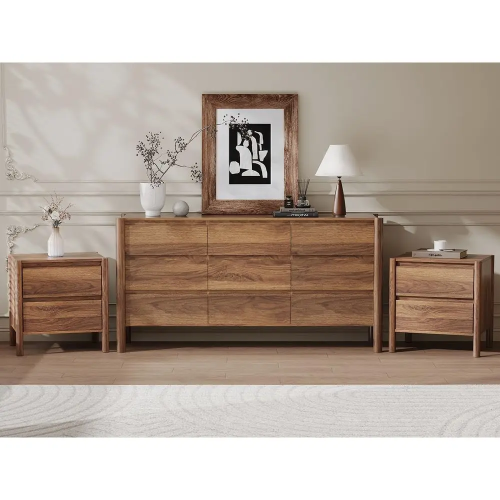 3-Piece Bedroom Drer Set-9 Der Drer & 2 Nightstands,47" Wide Walnurt Drer and Night Stands with Solid Wood Cylindrical Legs,Rust
3-Piece Bedroom Drer Set-9 Der Drer & 2 Nightstands,47" Wide Walnurt Drer and Night Stands with Solid Wood Cylindrical Legs,Rust