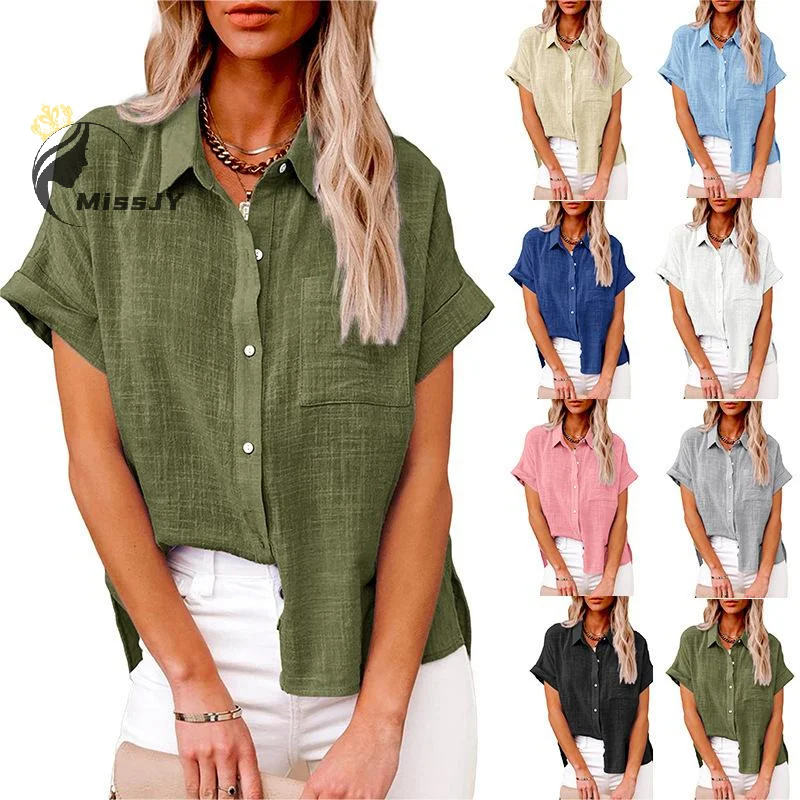 Women's Summer Shirts Pocket Short Sleeve Shirts Cotton And Linen Tops Beach Vacation Tops 2024 Summer
Women's Summer Shirts Pocket Short Sleeve Shirts Cotton And Linen Tops Beach Vacation Tops 2024 Summer