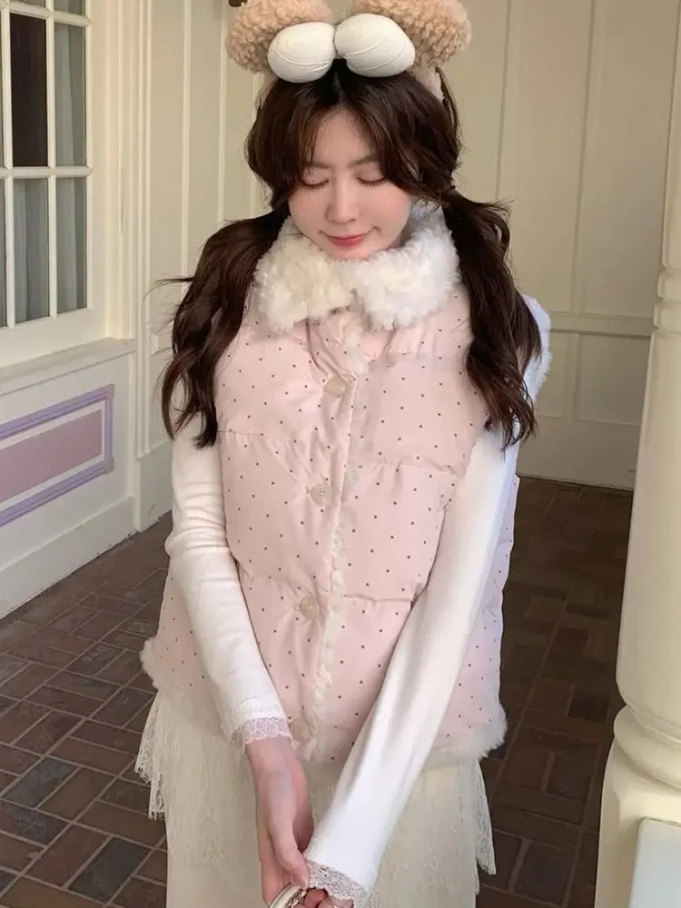 Polka Shoulder Cotton Jacket Sleeveless Vest Parkas Chaleco Mujer Waistcoat Women Sweet Lolita Fairy Japanese Kawaii Cuteore
Polka Shoulder Cotton Jacket Sleeveless Vest Parkas Chaleco Mujer Waistcoat Women Sweet Lolita Fairy Japanese Kawaii Cuteore