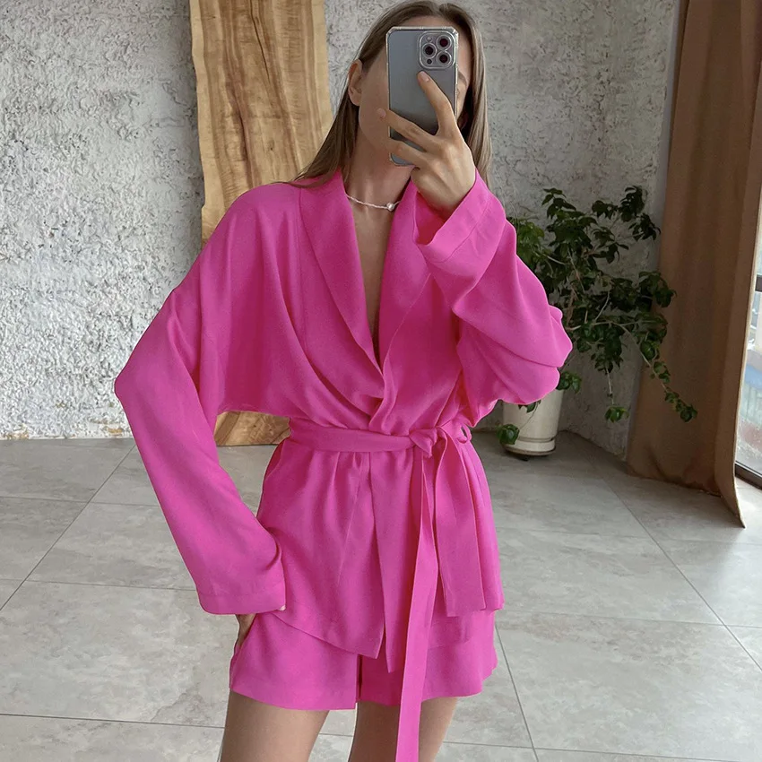 Пижамный комплект из двух предметов, модный однотонный пижамный комплект из двух предметов из модала с длинным рукавом и шортами, Y2k, на осень
Пижамный комплект из двух предметов, модный однотонный пижамный комплект из двух предметов из модала с длинным рукавом и шортами, Y2k, на осень
