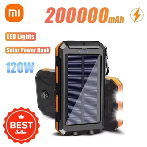 XiaomiMIJIA 200000mAh Solar Power Bank Travel Portable Large Capacity Power Bank 120W Fast Charge For IPhone Samsung Huawei New