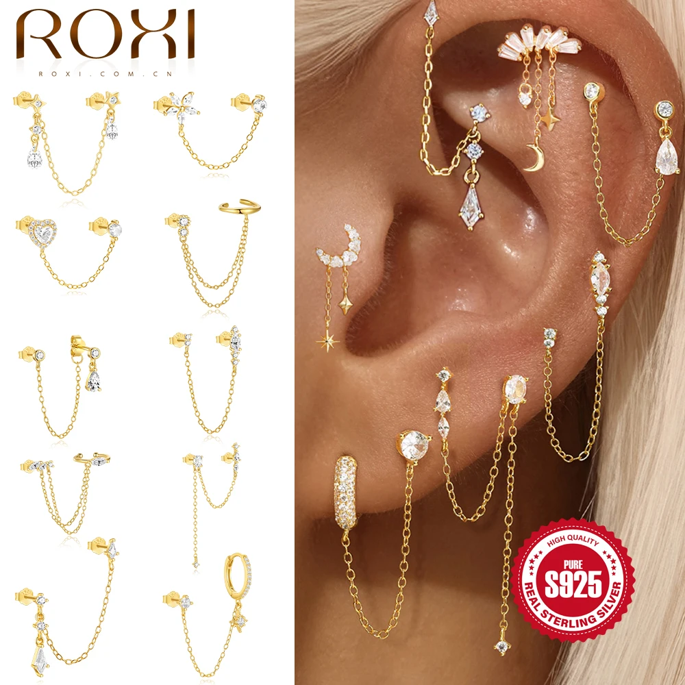 ROXI 925 Sterling Silver 18k Gold Plated Tassel Chain Dangle Ear Cuffs Moon/Star Daily Wear Statement Jewelry For Women Gifts
ROXI 925 Sterling Silver 18k Gold Plated Tassel Chain Dangle Ear Cuffs Moon/Star Daily Wear Statement Jewelry For Women Gifts