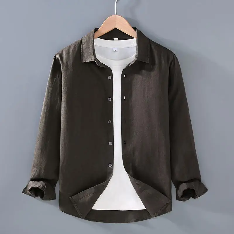 Linen Men's Shirt plus Size Seasonal Lapel Thin Long Sleeve Casual Classic Color Simple Style Summer Fashion Inner Wear
Linen Men's Shirt plus Size Seasonal Lapel Thin Long Sleeve Casual Classic Color Simple Style Summer Fashion Inner Wear