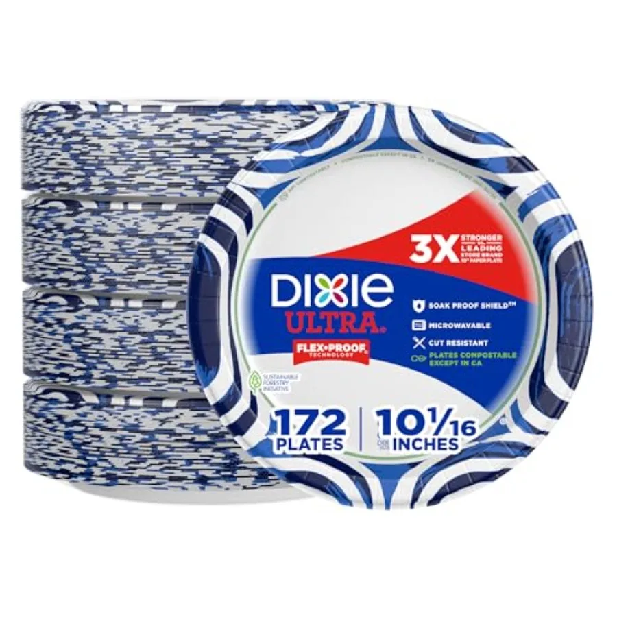 Ultra, Large Paper Plates, 10 Inch, 172 Count 4 packs of 43 plates,3X Stronger*, Heavy Duty, Microwave-Safe, Soak-Proof, Cut Re
Ultra, Large Paper Plates, 10 Inch, 172 Count 4 packs of 43 plates,3X Stronger*, Heavy Duty, Microwave-Safe, Soak-Proof, Cut Re