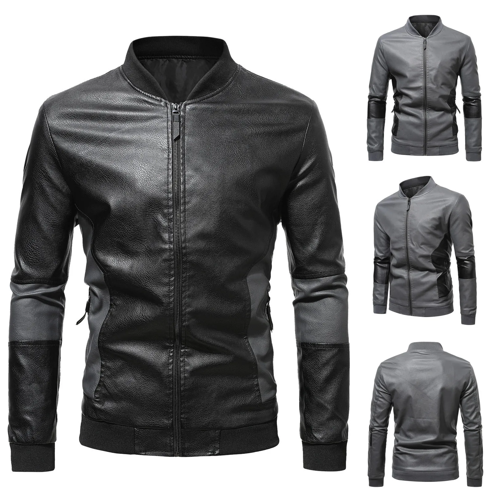 Men Jackets Faux Leather Classic Stand Collar Motorcycle Coat Slim Fit with Full Zip Long Sleeve Autumn Winter Outdoor
Men Jackets Faux Leather Classic Stand Collar Motorcycle Coat Slim Fit with Full Zip Long Sleeve Autumn Winter Outdoor