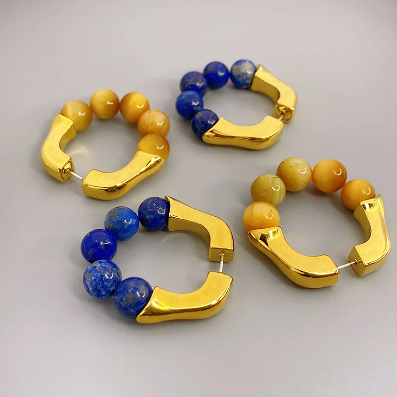 2026 New Style Copper-plated Stone Beads Lapis Lazuli Tiger Stone Circle Earrings for Women Personalized Fashion Earrings
2026 New Style Copper-plated Stone Beads Lapis Lazuli Tiger Stone Circle Earrings for Women Personalized Fashion Earrings