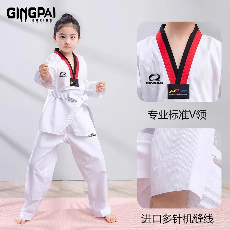 Taekwondo clothing children's pure cotton long sleeved adult men's women's beginner's clothing winter training customization
Taekwondo clothing children's pure cotton long sleeved adult men's women's beginner's clothing winter training customization