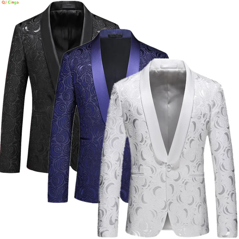 White Men's Rose Pattern Suit Jacket Wedding Party Dress Coat, High Quality Black Slim-fit Blazers Masculino.
White Men's Rose Pattern Suit Jacket Wedding Party Dress Coat, High Quality Black Slim-fit Blazers Masculino.