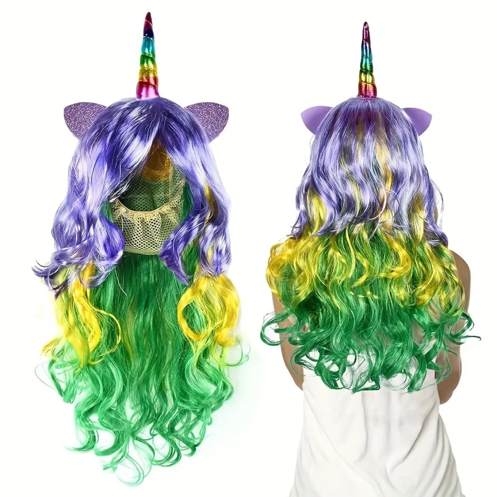 24 Inch Long Wavy Synthetic Wig Colorful Purple Yellow Green Bangs Heat Resistant Wig for World Cup Halloween Cosplay
24 Inch Long Wavy Synthetic Wig Colorful Purple Yellow Green Bangs Heat Resistant Wig for World Cup Halloween Cosplay